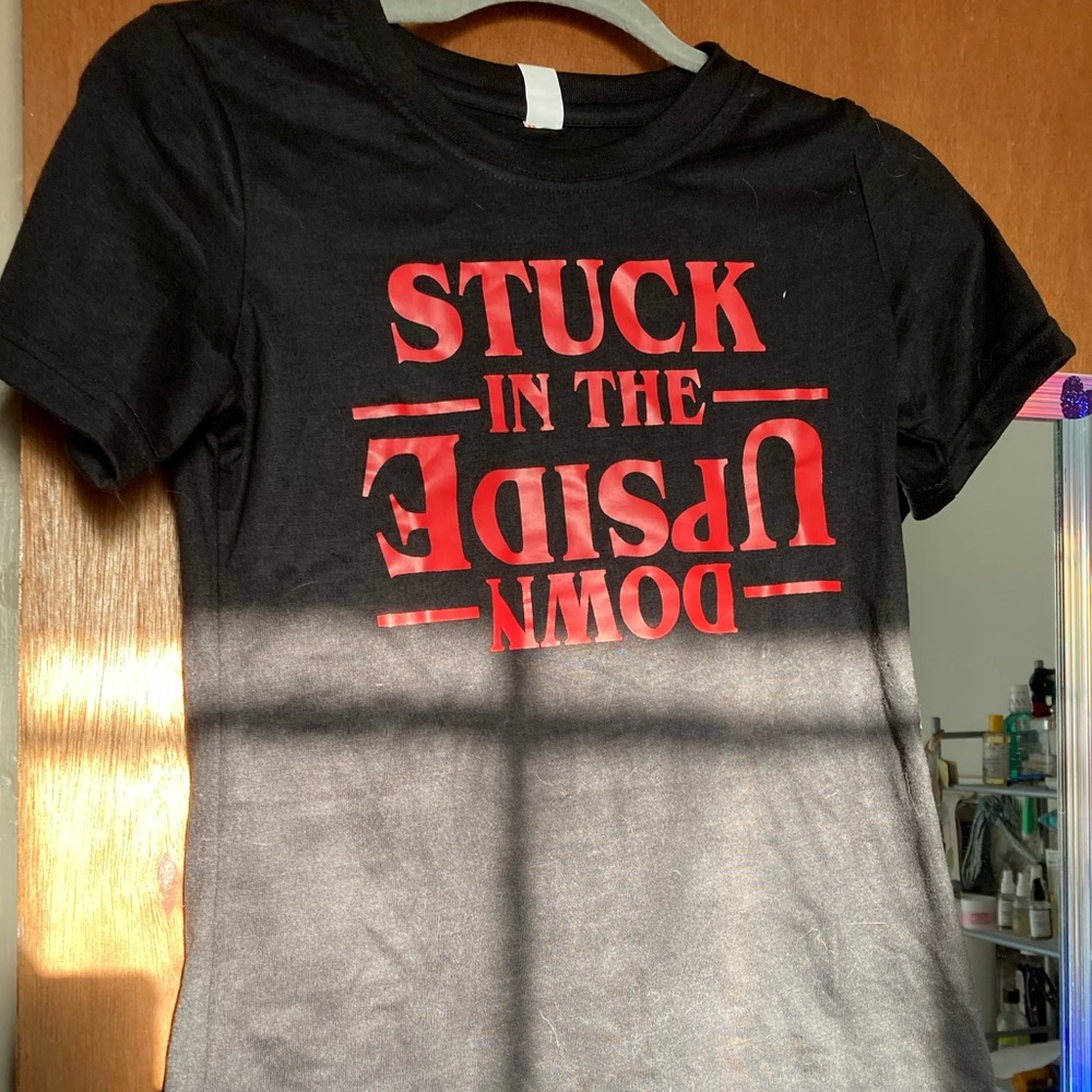 Black T-Shirt with Red Graphic Stranger Things Print